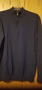 Cotton Cashmere Navy 1/4 zip Men's Sweater